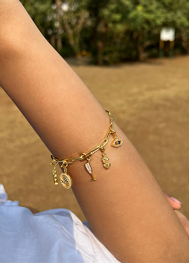 Gold Multi Charm Chain Bracelet