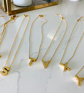 Gold Initial Letter Necklace