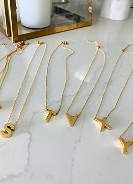 Gold Initial Letter Necklace