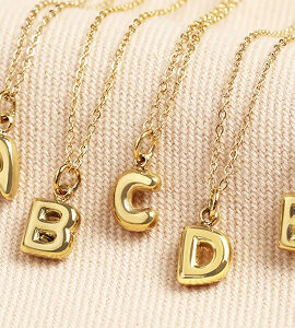 Bubble Letter Initial Necklace