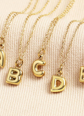 Bubble Letter Initial Necklace