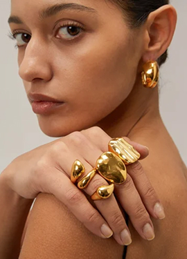 Bold Sculpted Gold Statement Ring