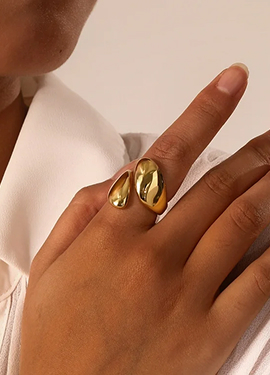 Dual Dome Adjustable Gold Ring
