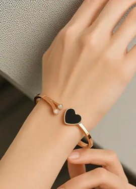 Gold Heart Open Cuff Bracelet