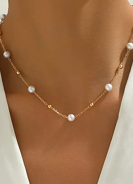 Classic Pearl Station Necklace